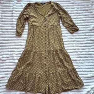 Madewell Tiered Midi Dress Ditsy Floral Button Prairie Cottagecore Boho Whimsy 4